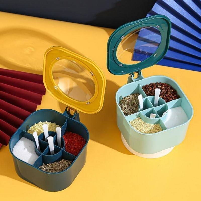 4 In 1 Plastic Seasoning Box with Spoons  Spice Jar Multi跨