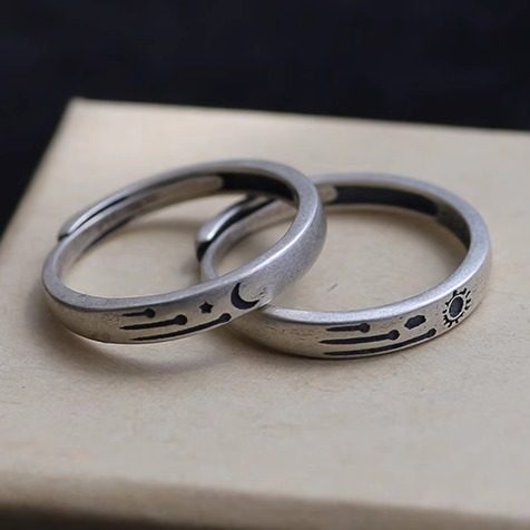 戒指纯银925国风复古情侣