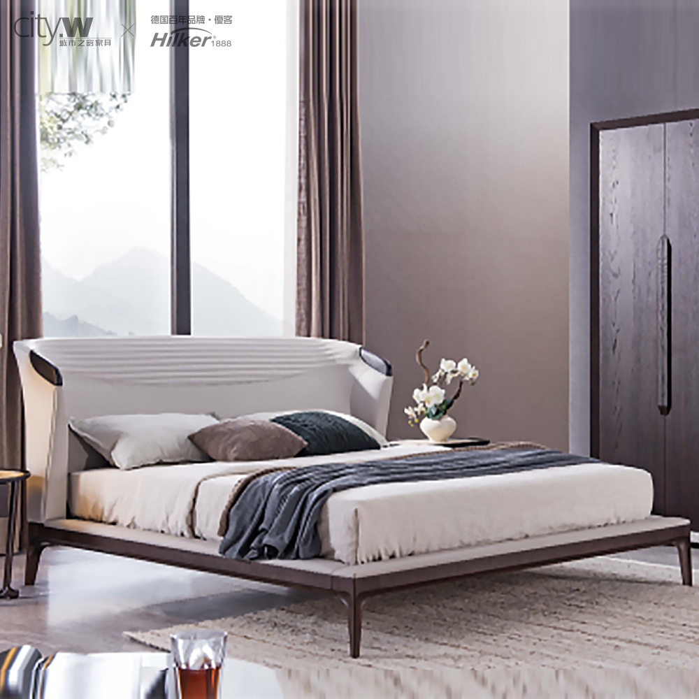 品牌专柜正品德国优客hilker北欧极简轻奢实木1.8m双人床c6101a-c