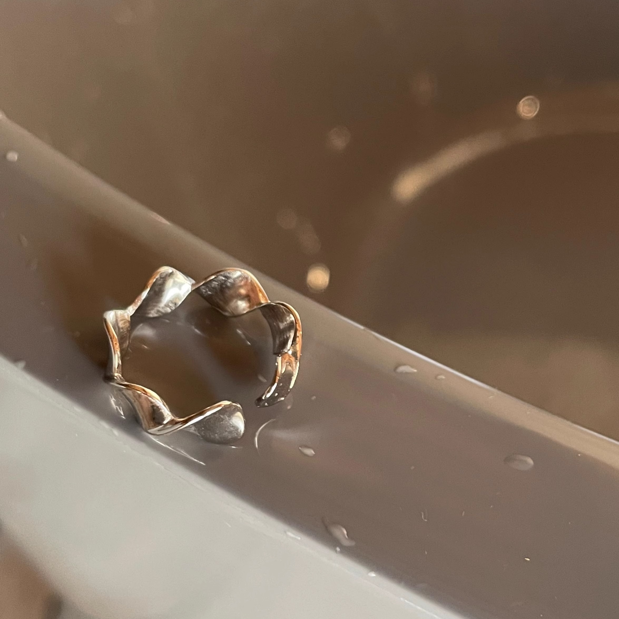 Chalimizi女纯银冷淡风波浪戒指