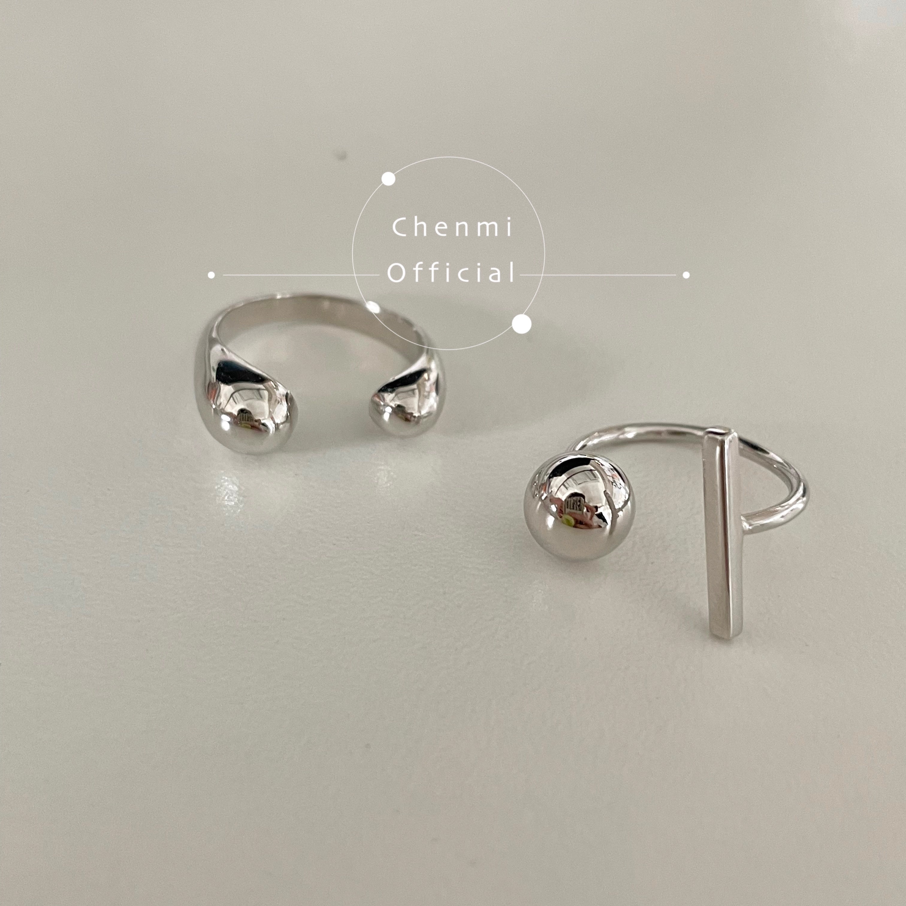 s925纯银极简ins风可调节戒指女