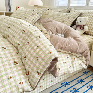 小清新纯棉被套单件100全棉被罩150x200x230单双人被芯子套四件套