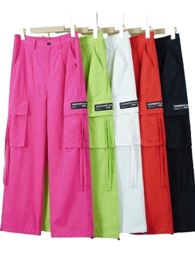 新款高腰工装裤女夏季薄款直筒休闲裤显瘦潮流广场舞团体跳舞长裤