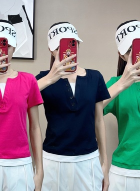 广场舞服上衣T恤2024新款高腰修身气质网红显瘦百搭夏季