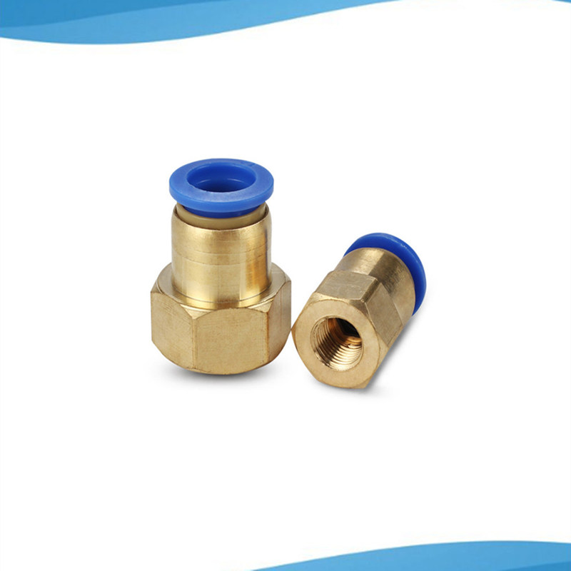 PCF10-04内螺纹直通接头气管接头PCF4/6/8/10/12铜内牙气管快插接