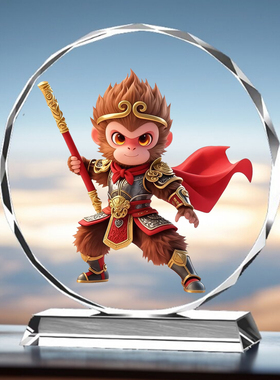 创意孙悟空水晶摆件客厅玄关