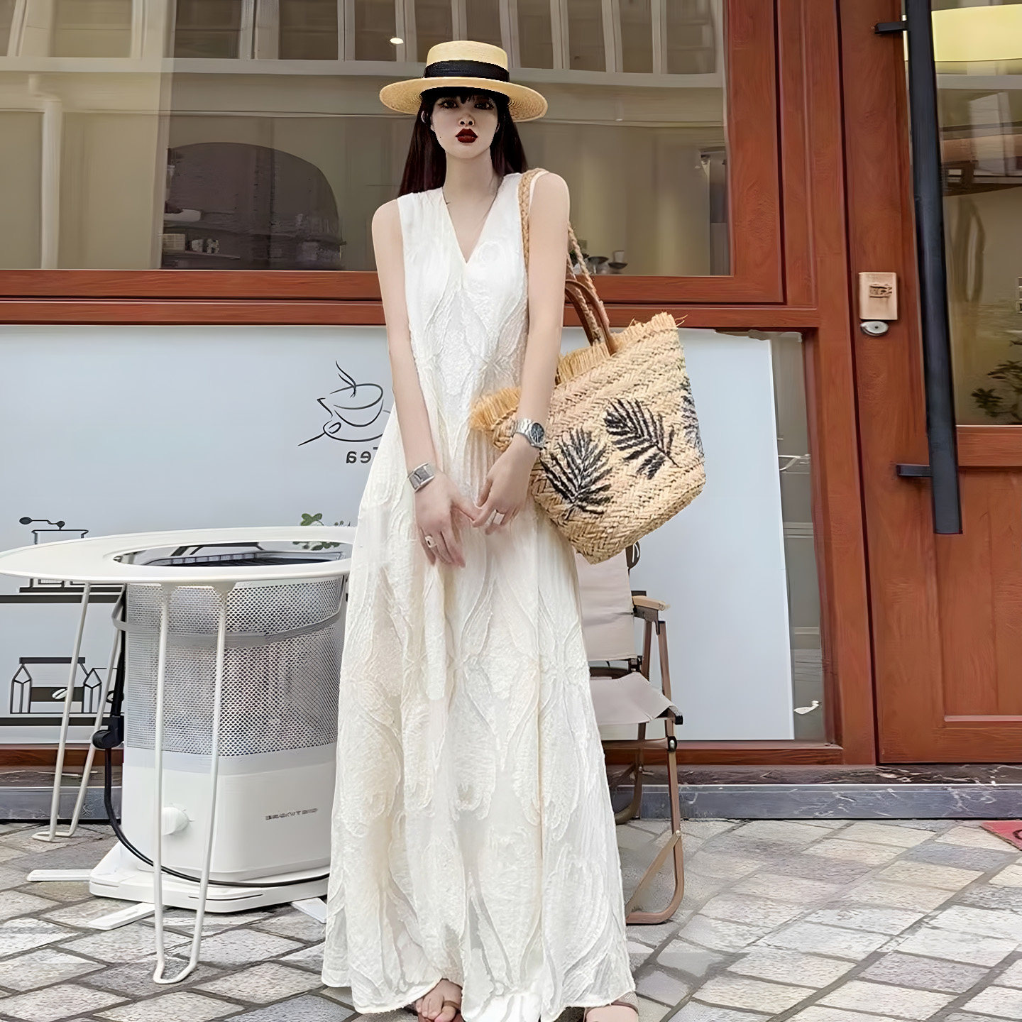 大方得体绝美初夏气质加长连衣裙