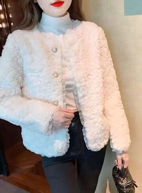 高级感小香风气质毛绒外套女