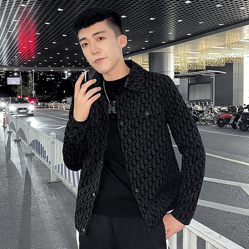 外套男潮流潮牌痞帅修身翻领夹克2022春秋季新款网红百搭休闲上衣