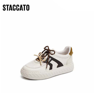 思加图2025新款小音符百搭小白鞋板鞋厚底运动休闲鞋女鞋EPC08CM5