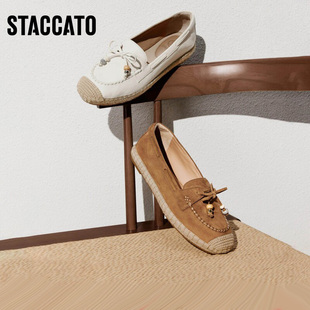 单鞋 思加图2026新款 复古渔夫鞋 休闲复古一脚蹬平底鞋 9UA28AA6 女鞋