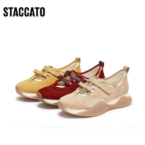 思加图2026新款复古红色玛丽珍鞋德训鞋增高休闲鞋女单鞋Y2323AA6