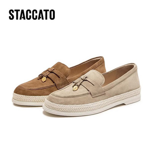 一脚蹬休闲平底女单鞋 EFR04AA6 马赛英伦复古乐福鞋 思加图2026新款