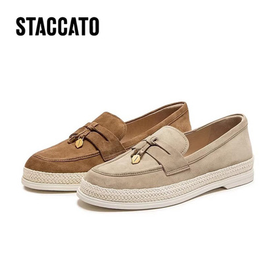 思加图2026新款马赛英伦复古乐福鞋一脚蹬休闲平底女单鞋EFR04AA6