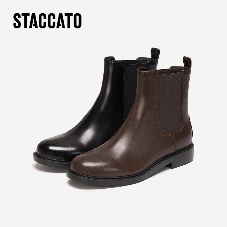 思加图2025新款Yesterday英伦风切尔西靴复古短靴女靴EFI34DD5