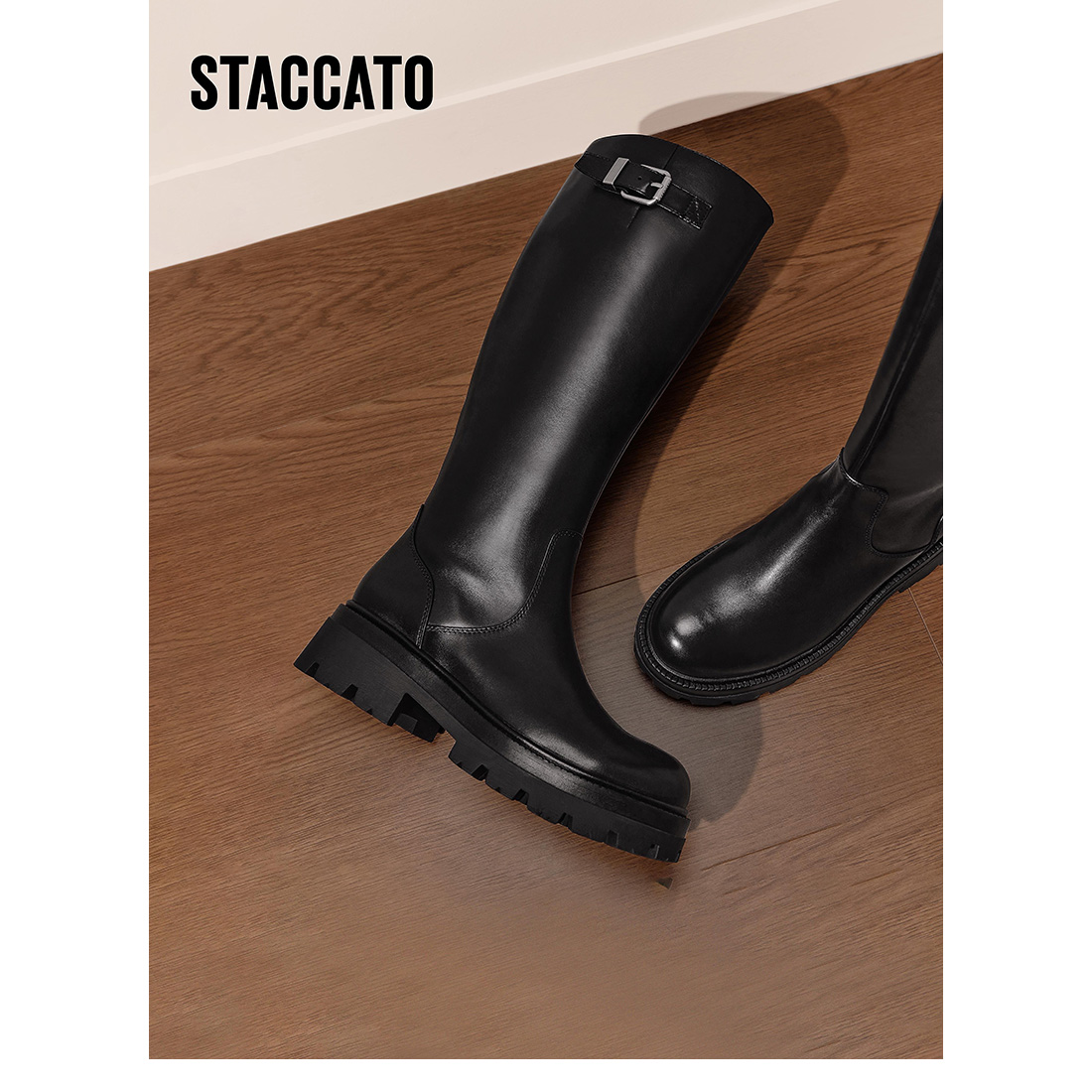 思加图2025冬季新款英伦风骑士靴超长靴时装靴女靴EIW06DC5