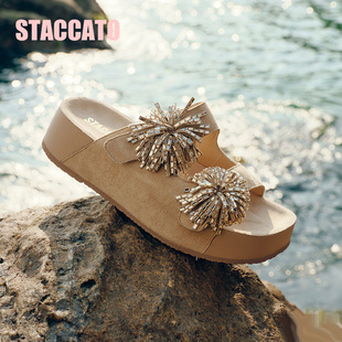 思加图2026夏季 烟花假日勃肯鞋 厚底外穿一脚蹬凉拖鞋 EF631BT6 新款