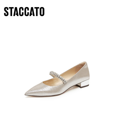 思加图2025新款水星系玛丽珍鞋银色法式复古浅口单鞋女鞋EG423CQ5