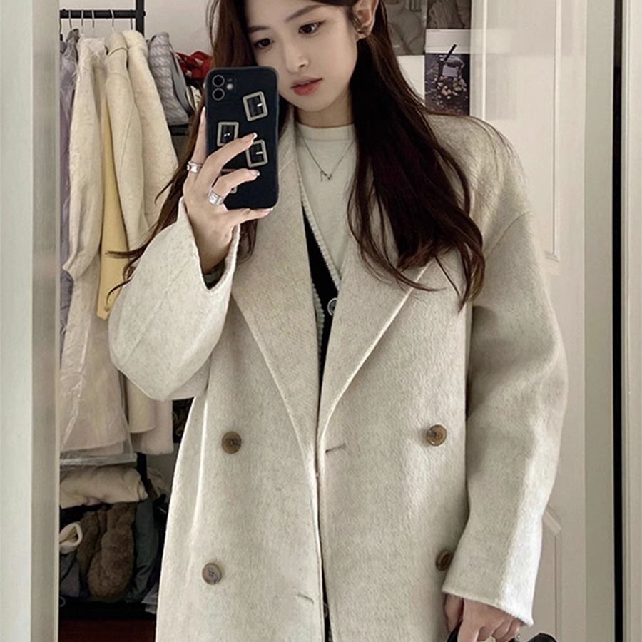 双面羊毛大衣中长款H版型