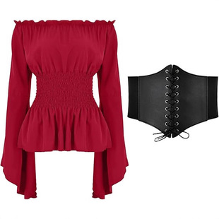 中世纪上衣服饰 女性文艺复兴时期 2020wish新款 party欧美长袖