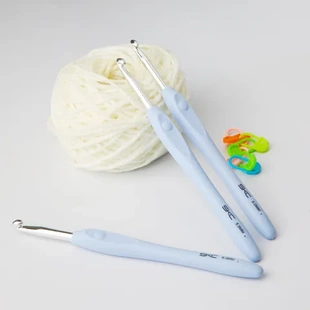 软柄工具铝钩针毛衣针TPR彩色SKC编制钩针钩针手工材料胶柄