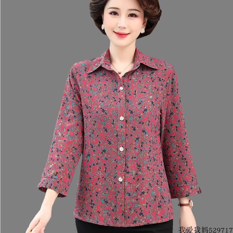 雪纺衫女士妈妈夏装衬衫2022新款气质上衣衬衣女装时尚宽松洋气