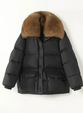 原单中长款白鹅绒羽绒服厚款匈牙利狐狸毛大毛领男女同款54013RR