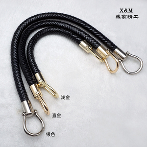 14mm黑色包包配件PU编织绳包带 单肩包手拎包皮绳包带 皮手挽提手