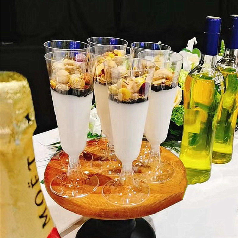 高脚香槟酒会鸡尾酒慕斯布丁冰淇淋果冻甜品台硬塑料杯子透明50只