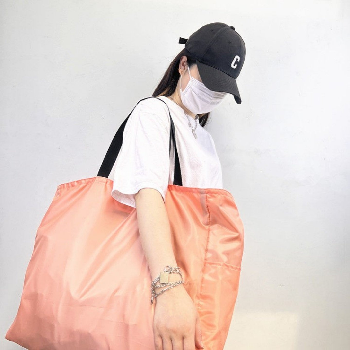 子母环保袋纯色购物袋可收纳折叠便携服装店手提袋旅行包加急定制