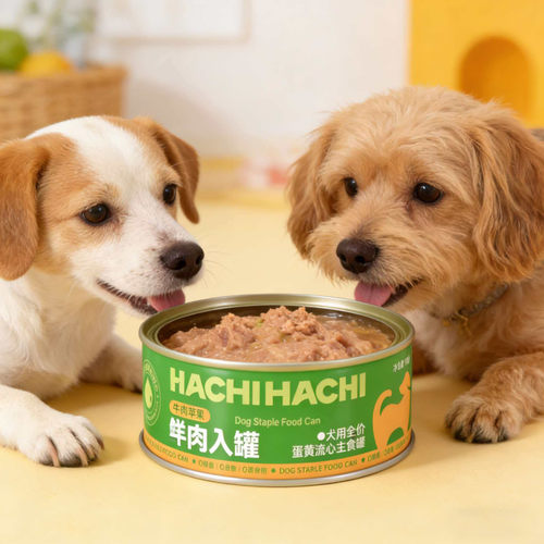 HACHIHACHI犬用猫用蛋黄流心主食罐牛肉鸭肉鸡鸽肉兔肉苹果湿粮罐