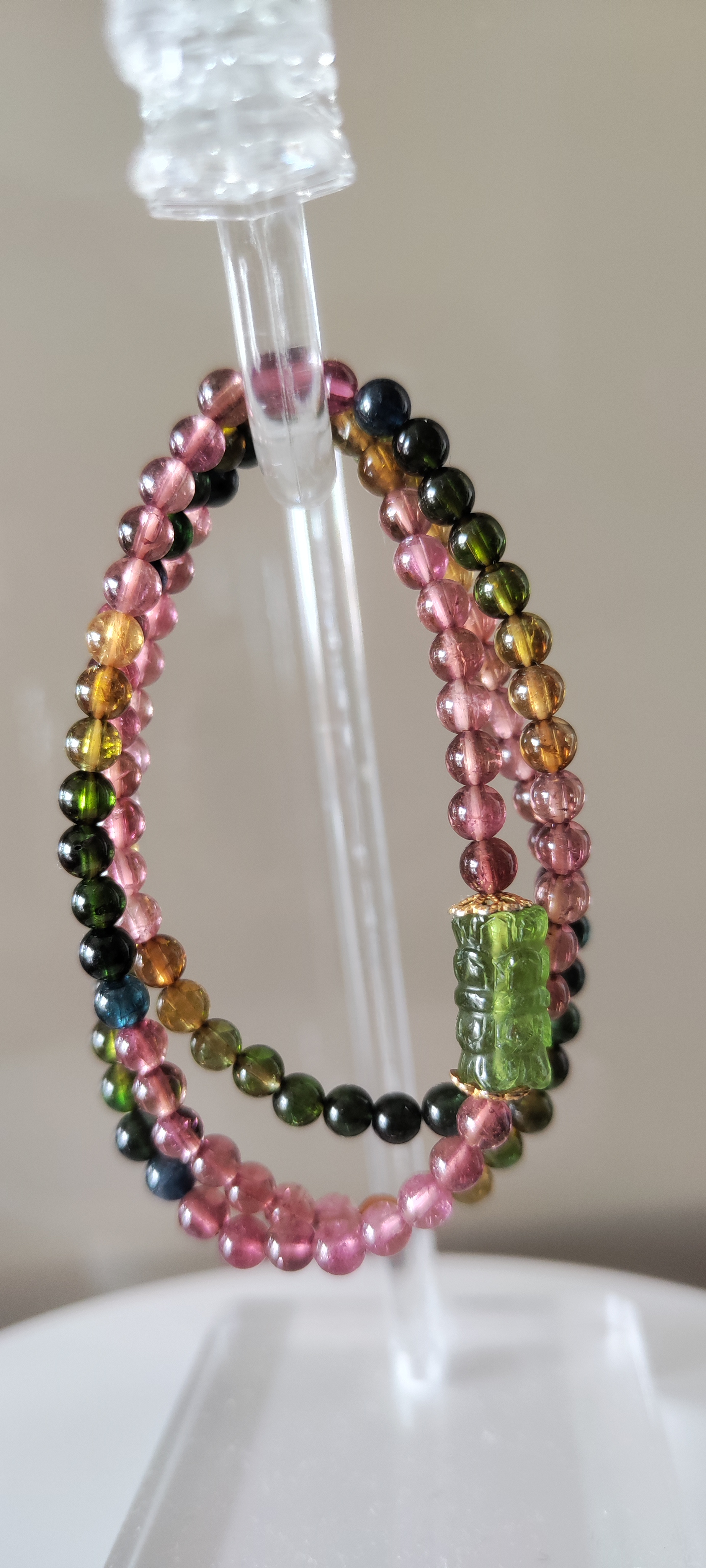 天然碧玺项链三圈彩虹碧玺手链手串女礼物宝石