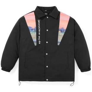 GENANX闪电潮牌22FW新款 国潮宽松撞色插画棉衣情侣外套保暖棉服男