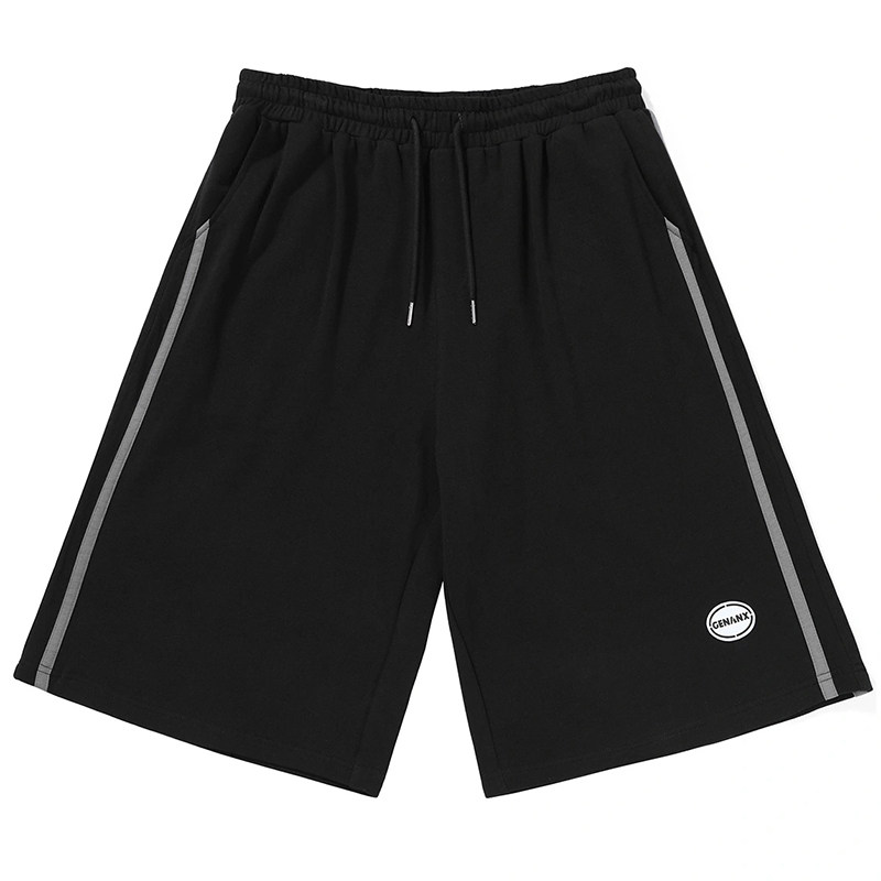 genanx闪电潮牌五分短裤拼色条logo贴标高腰纯棉运动休闲裤夏季