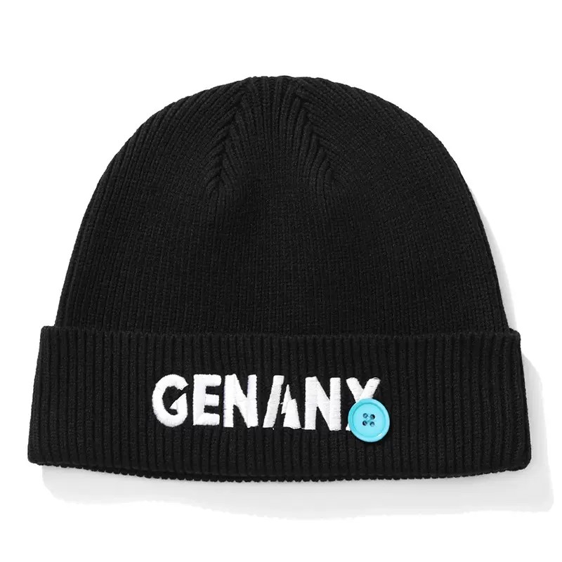 genanx闪电潮牌毛线帽情侣款多色字母logo绣花装饰纽扣保暖针织帽