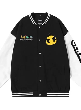 GENANX闪电潮牌情侣夹克 vintage刺绣印花秋冬红色棒球服夹克外套