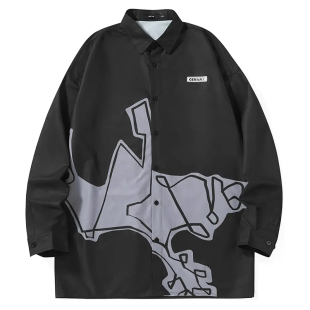 GENANX闪电潮牌无性别衬衣22FW街头潮流撞色印花cityboy廓形衬衫