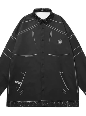 GENANX闪电潮牌长袖衬衫情侣新款高街个性街头风22FW紫色衬衣外套