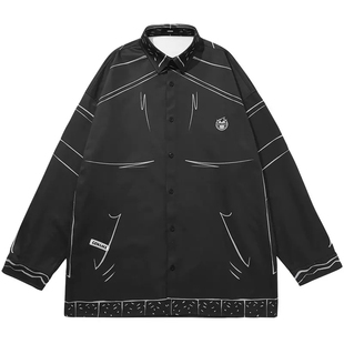 高街个性 情侣新款 街头风22FW紫色衬衣外套 衬衫 GENANX闪电潮牌长袖