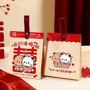卡通可爱一二布布婚礼手提喜糖盒订婚结婚糖果创意包装盒伴手礼盒