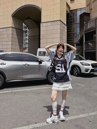【韩国正品】2026夏季新款美式复古风球衣女短袖t恤宽松显瘦运动T