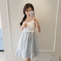 Phiên bản Hàn Quốc của dây đeo cotton mùa hè váy ngủ cô gái công chúa gió không tay quần short 2 bộ dễ thương phục vụ nhà phù hợp với phụ nữ - Đêm đầm váy ngủ đẹp