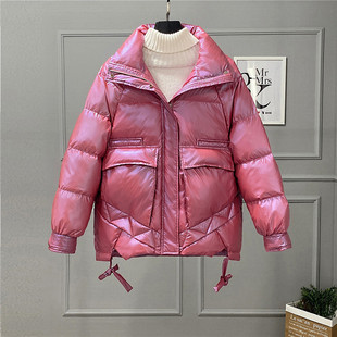 小个子韩版 2024年新款 宽松显瘦面包服亮面潮清仓 羽绒服女短款 反季
