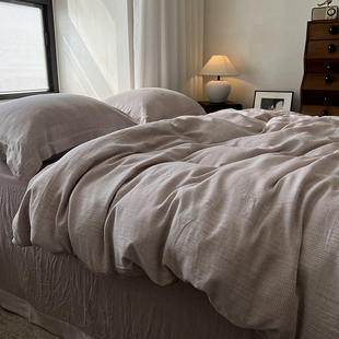 天丝色织提花时尚简约四件套亲肤裸睡莱赛尔纱线被套床单四季床品