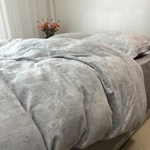 高级天丝色织提花四件套亲肤裸睡莱赛尔纱线被套床单四季使用床品