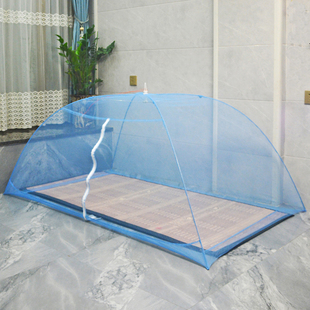 打地铺蚊帐免安装无底加密防蚊落地单开门拉链家用野外工地蒙古包