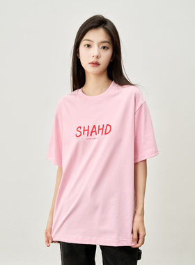 SHAHD手写体字母T恤情侣宽松休闲