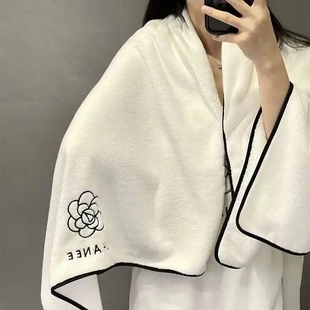 山浴巾套装 法式 家用吸水速干不掉毛可穿可裹浴裙情侣加厚毛巾浴帽