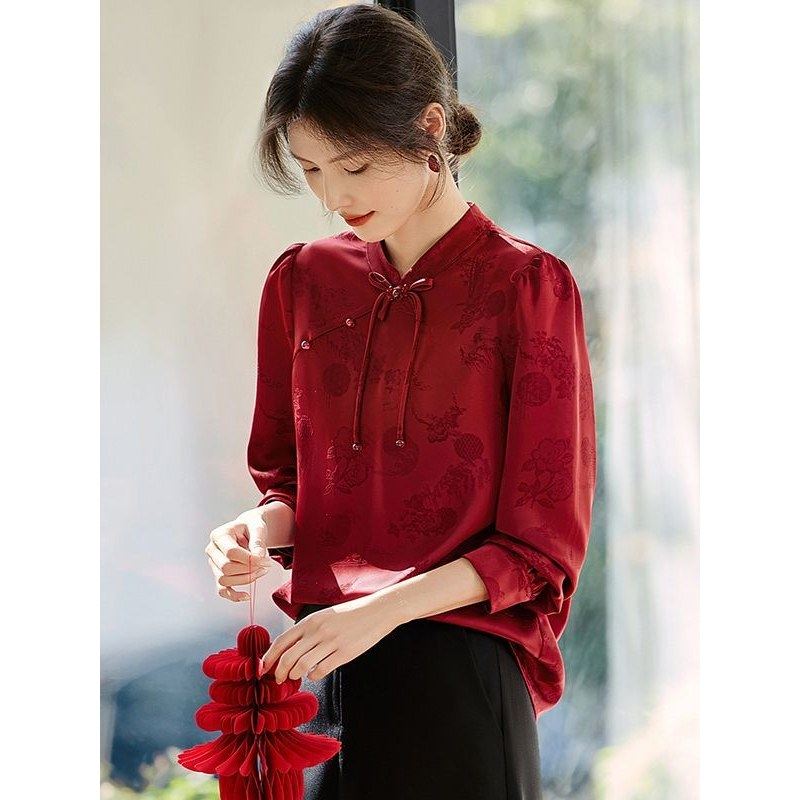 国风盘扣气质立领衬衣3001