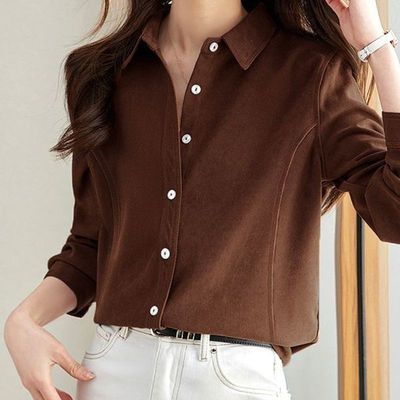秋冬百搭叠穿磨毛长袖衬衫3016